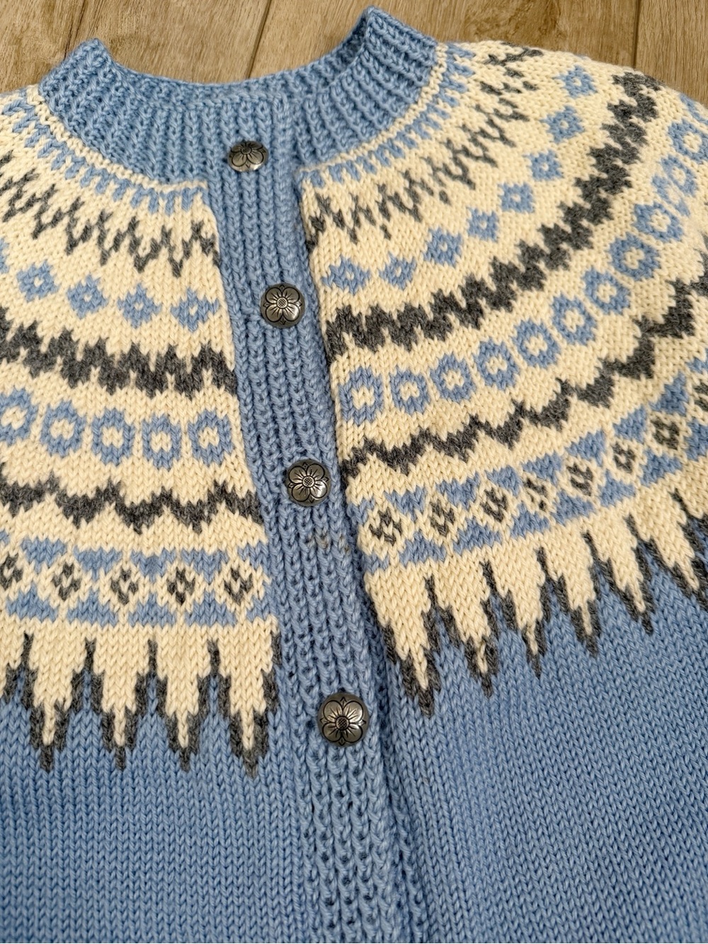1960s Norwegian Wool Cardigan Lulle Otterstad Oslo Handmade Fair Isle Nordic